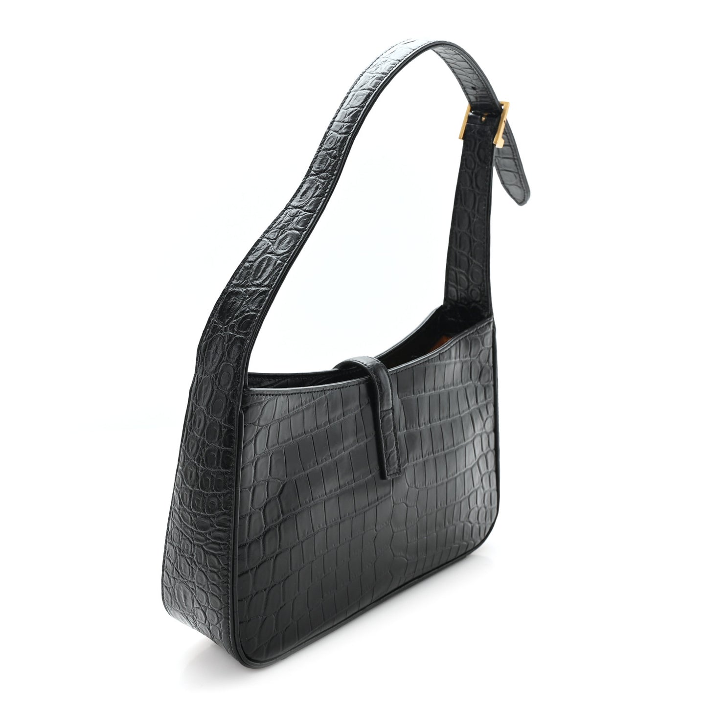 Calfskin Crocodile Embossed LE 5 A 7 Hobo Black