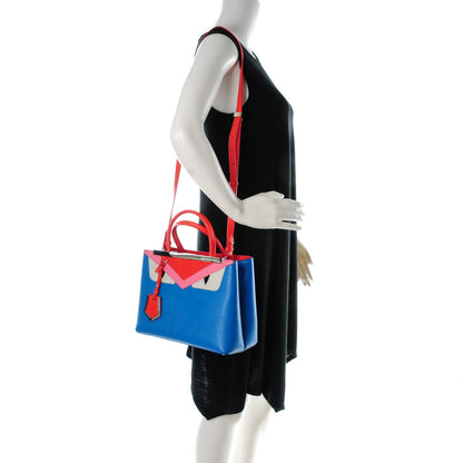 Fendi Vitello Elite Monster Petite 2Jours Tote Blue Royal Papavero Multicolor 2 of 7