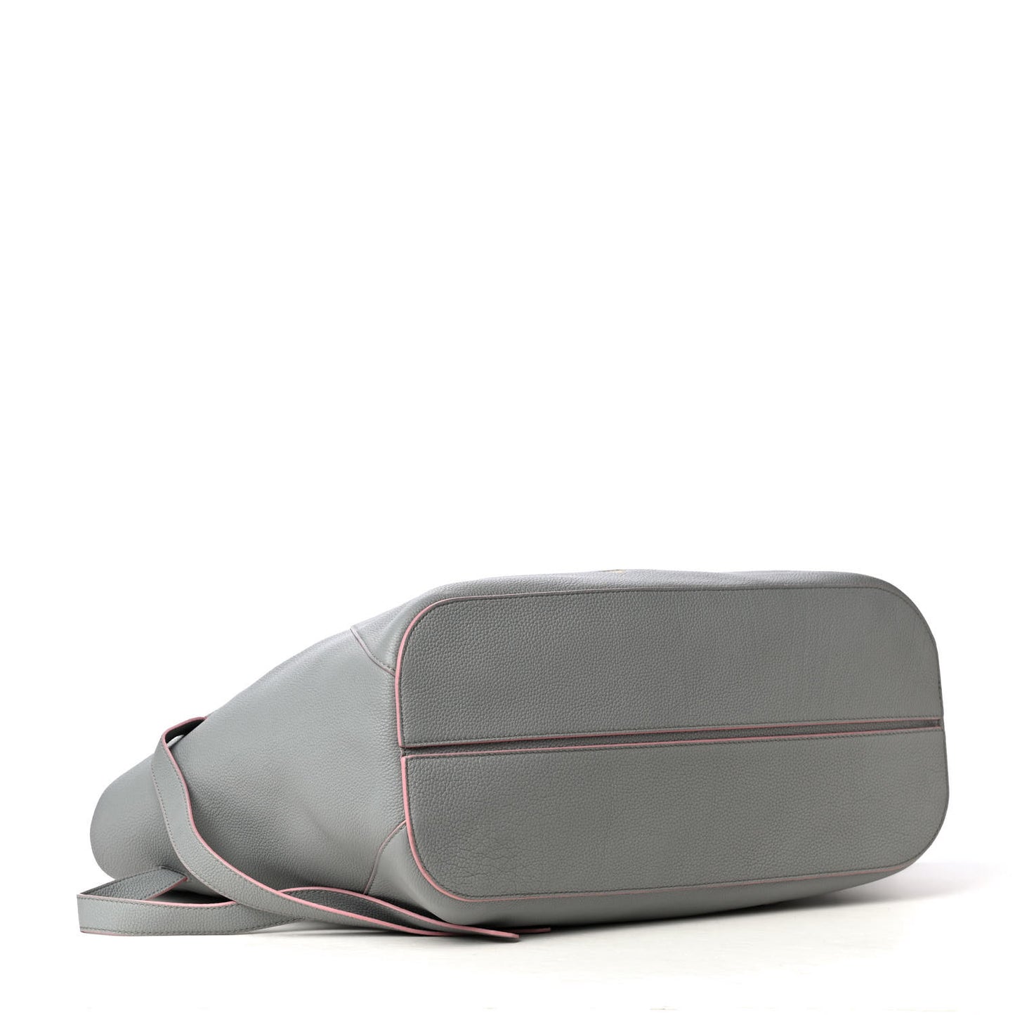 Grained Calfskin Top Handle Tote Grey Pink