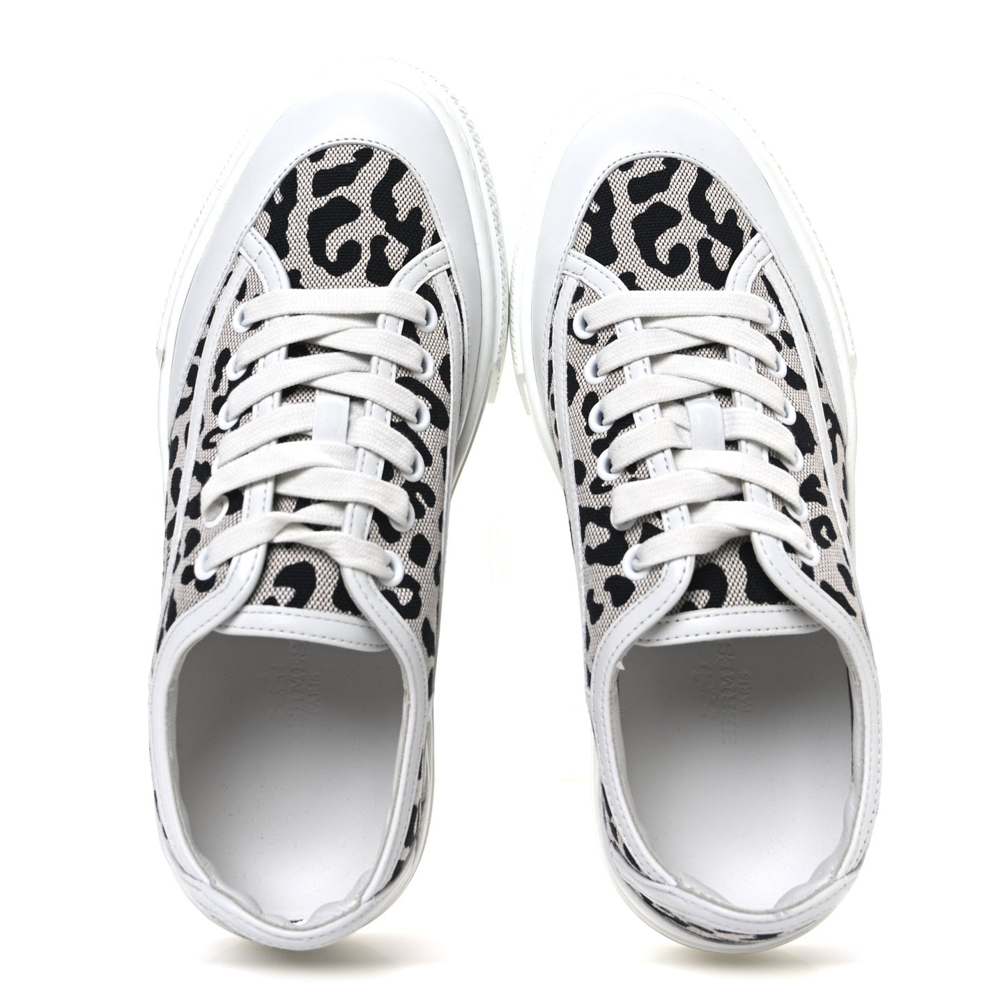 Canvas Calfskin Leopard Get Sneakers 36.5 Prunoir White