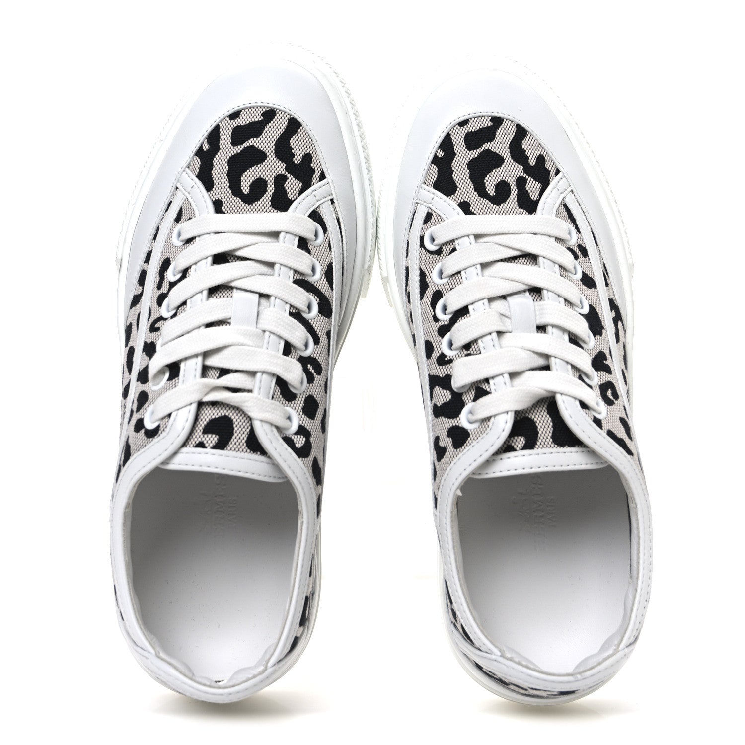 Hermes Canvas Calfskin Leopard Get Sneakers 36.5 Prunoir White 2 of 10