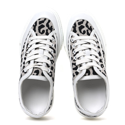 Hermes Canvas Calfskin Leopard Get Sneakers 36.5 Prunoir White 2 of 10