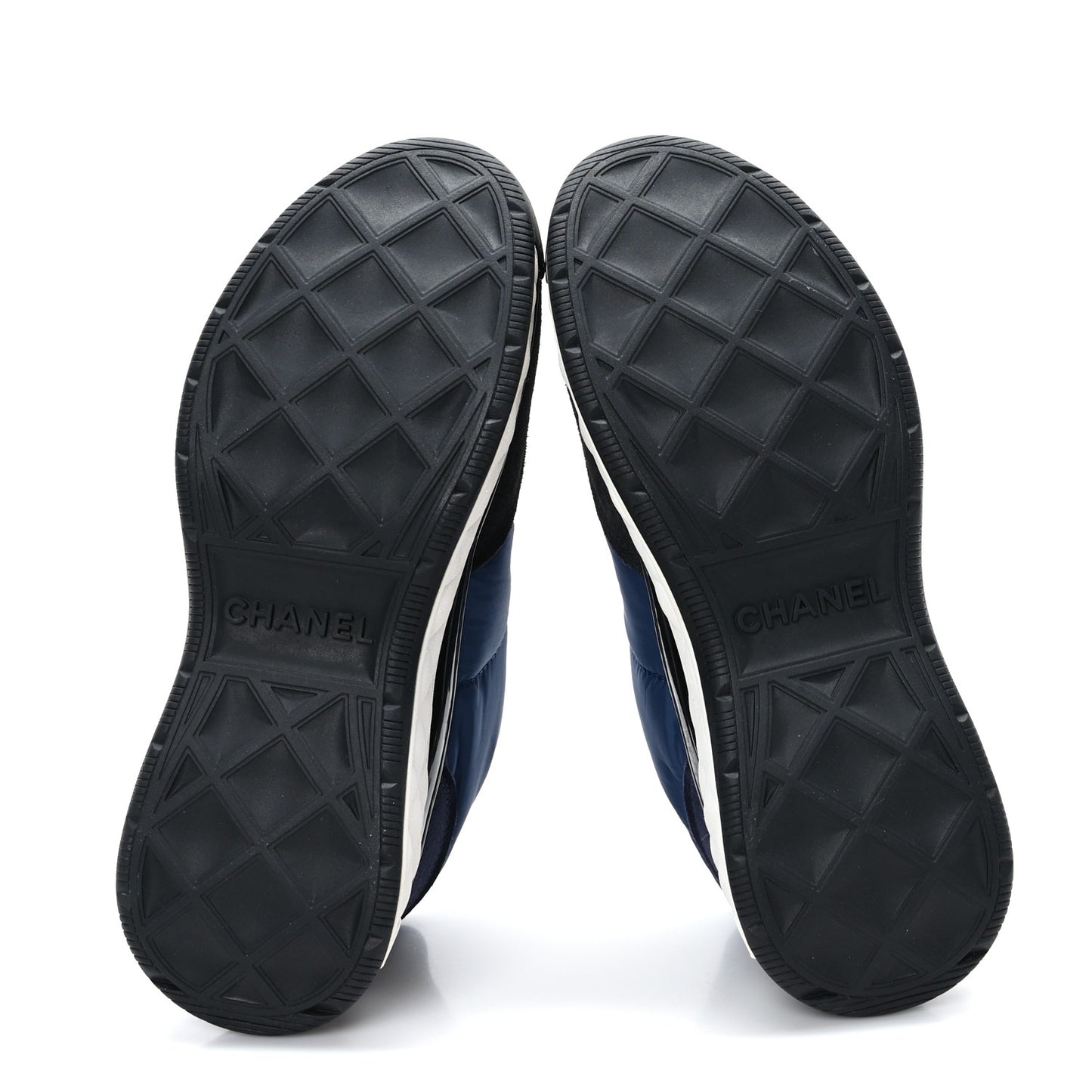 Nylon Suede Calfskin Womens Logo Sneakers Dark Navy Blue 37