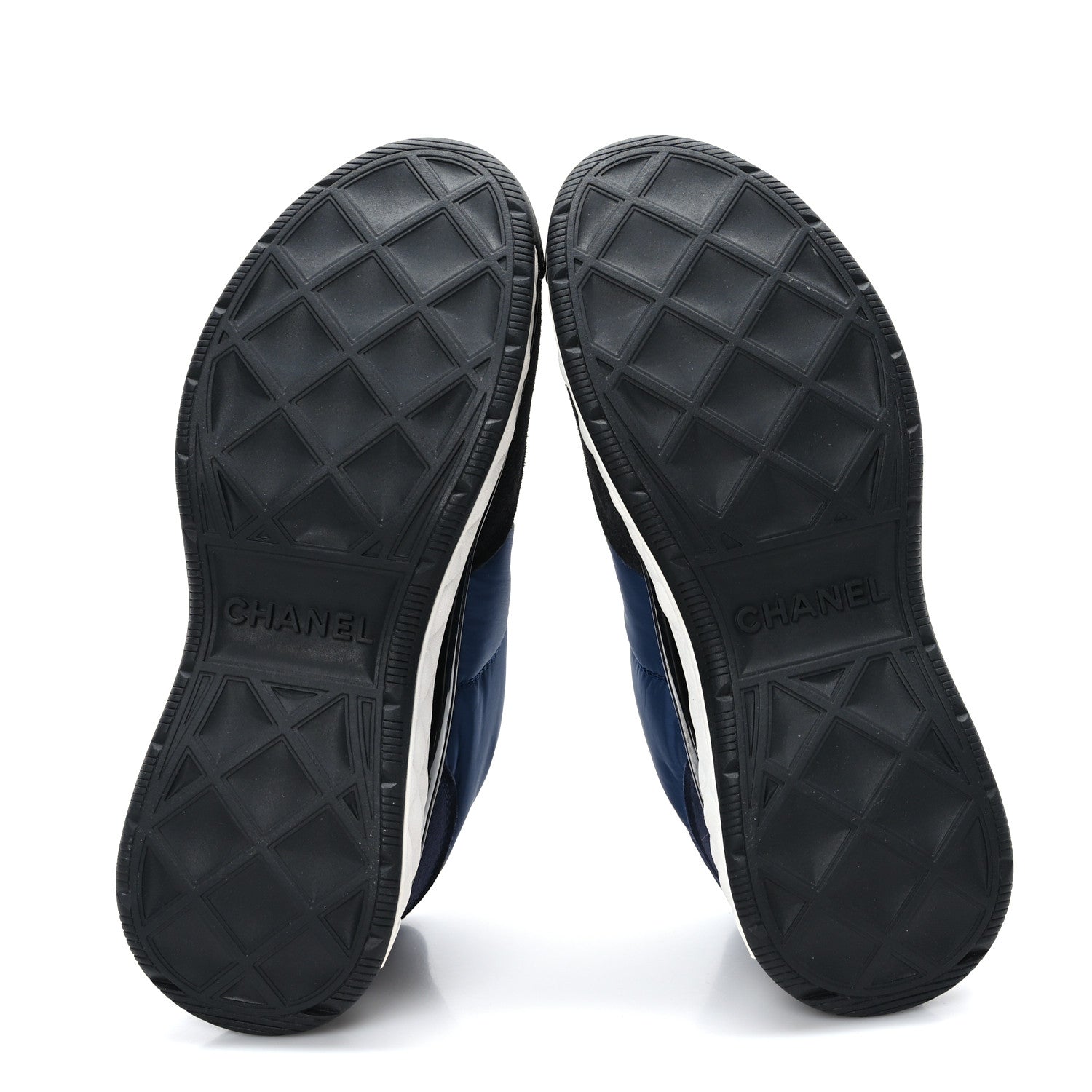 Chanel Nylon Suede Calfskin Womens Logo Sneakers Dark Navy Blue 37 5 of 7