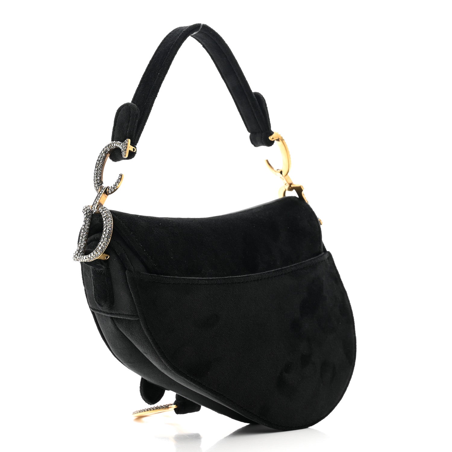 Christian Dior Velvet Crystal Mini Saddle Bag Black 3 of 9
