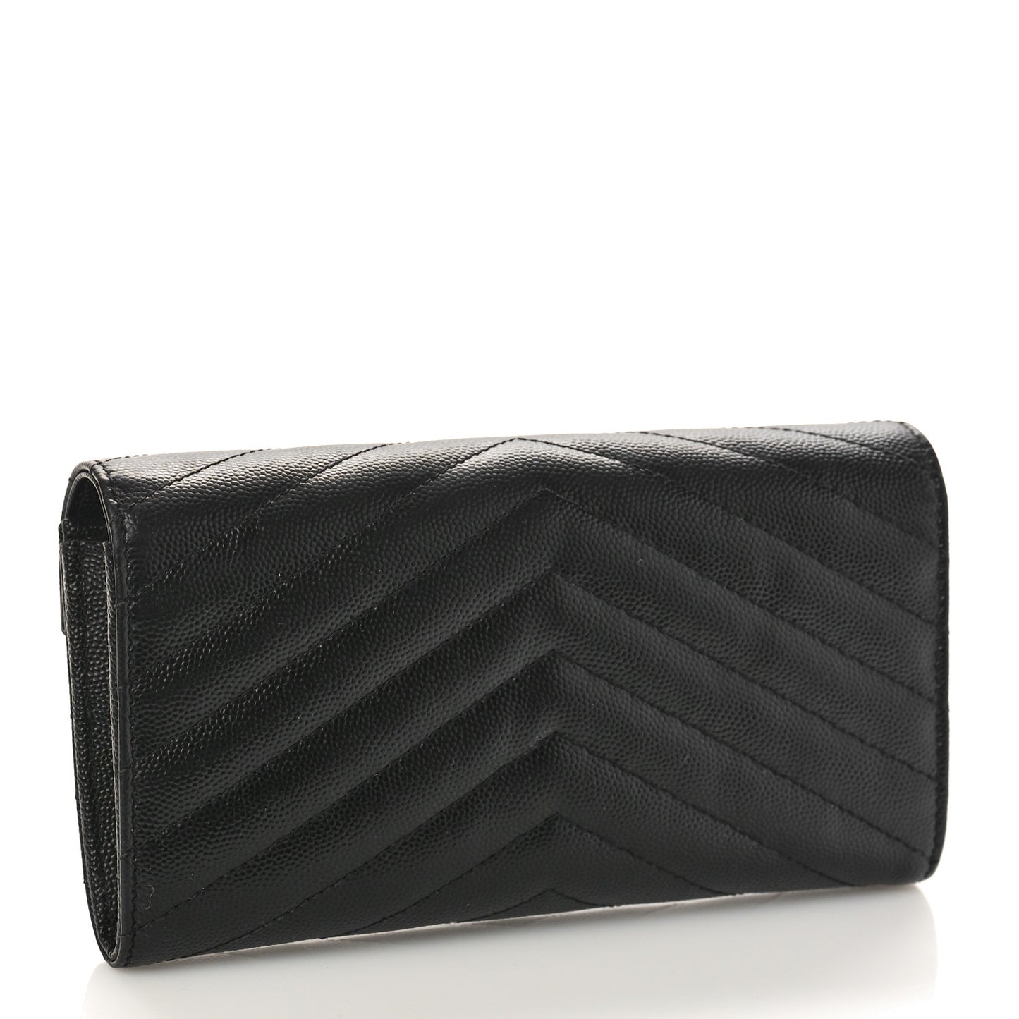 Grain De Poudre Matelasse Chevron Monogram Flap Wallet Black