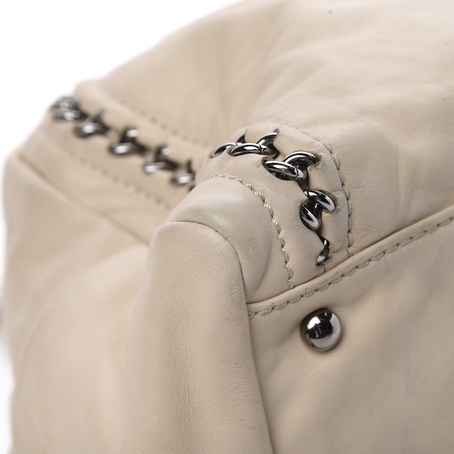 Smooth Calfskin Large Luxe Ligne Bowler Light Beige