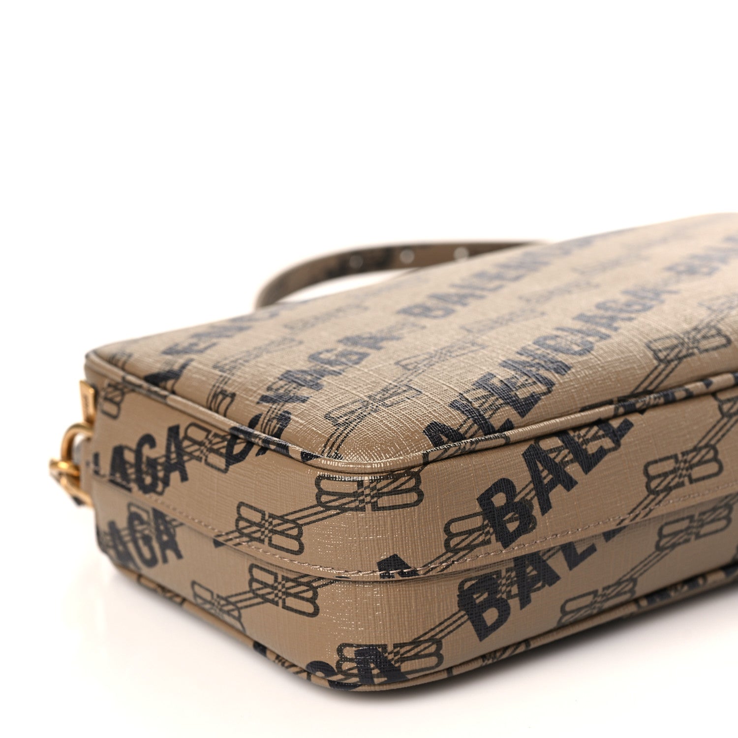 Balenciaga Coated Canvas BB Monogram Allover Logo Medium Signature Camera Bag Beige Brown Black 8 of 9