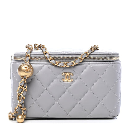 Chanel Lambskin Quilted Small Pearl Crush Vanity Case With Chain Grey 1 of 4