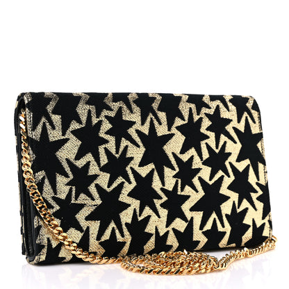 Saint Laurent Canvas Star Print Monogram Chain Wallet Gold Black 3 of 12