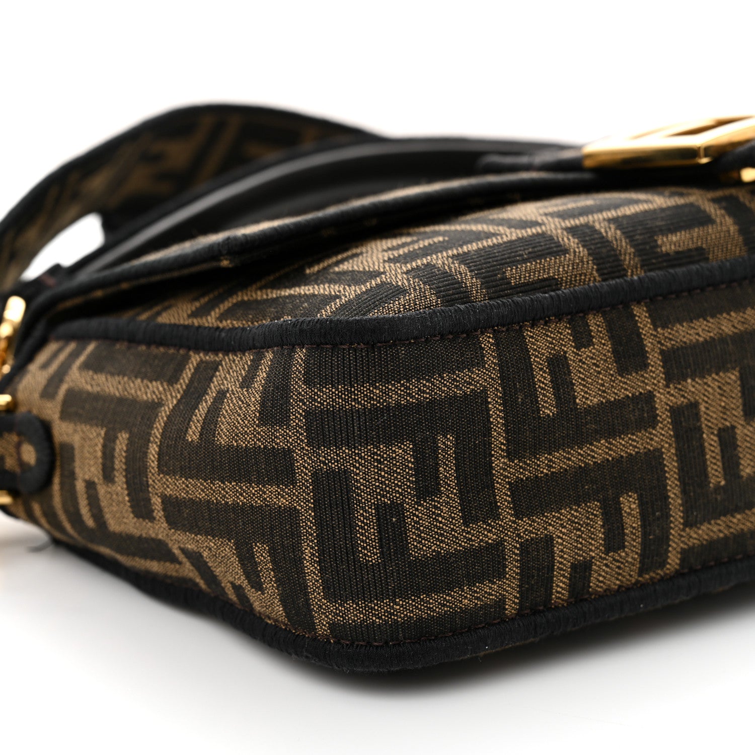 Fendi Fabric Jacquard FF 1974 Medium Baguette Tobacco Moro Black 8 of 10