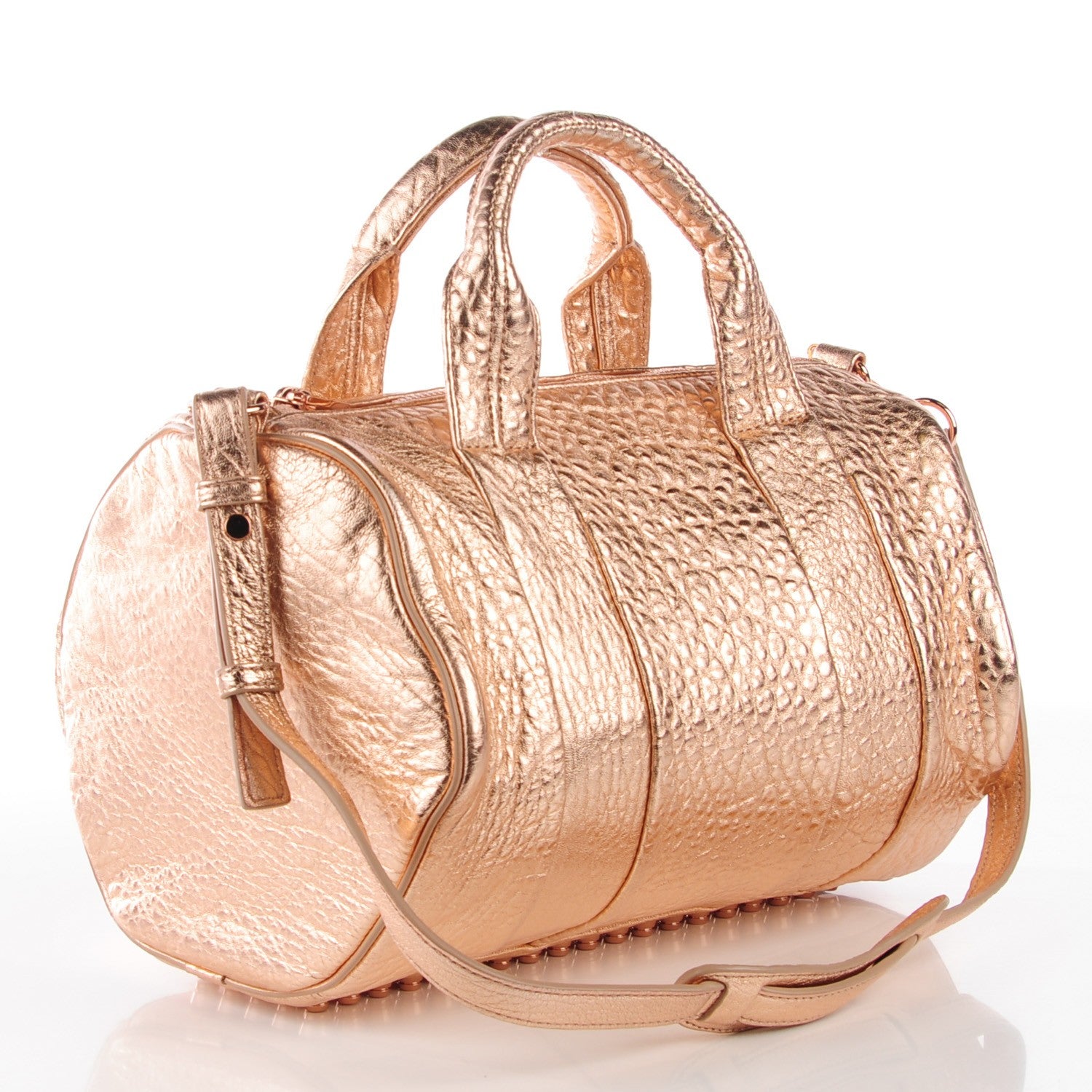 Alexander Wang Metallic Pebbled Lambskin Rocco Rose Gold Hardware 3 of 7