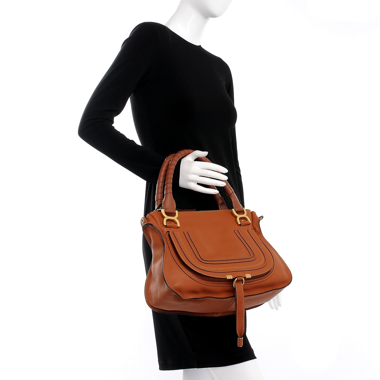 Calfskin Medium Marcie Satchel Tan