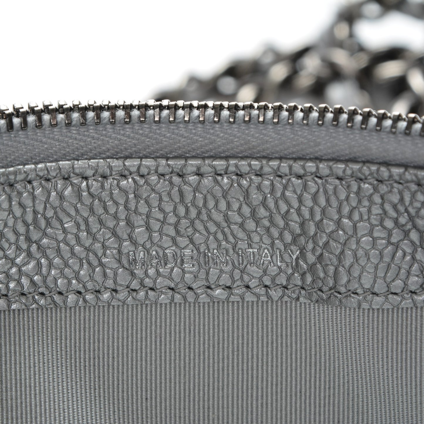 Metallic Caviar Quilted Small Clutch With Chain Silver