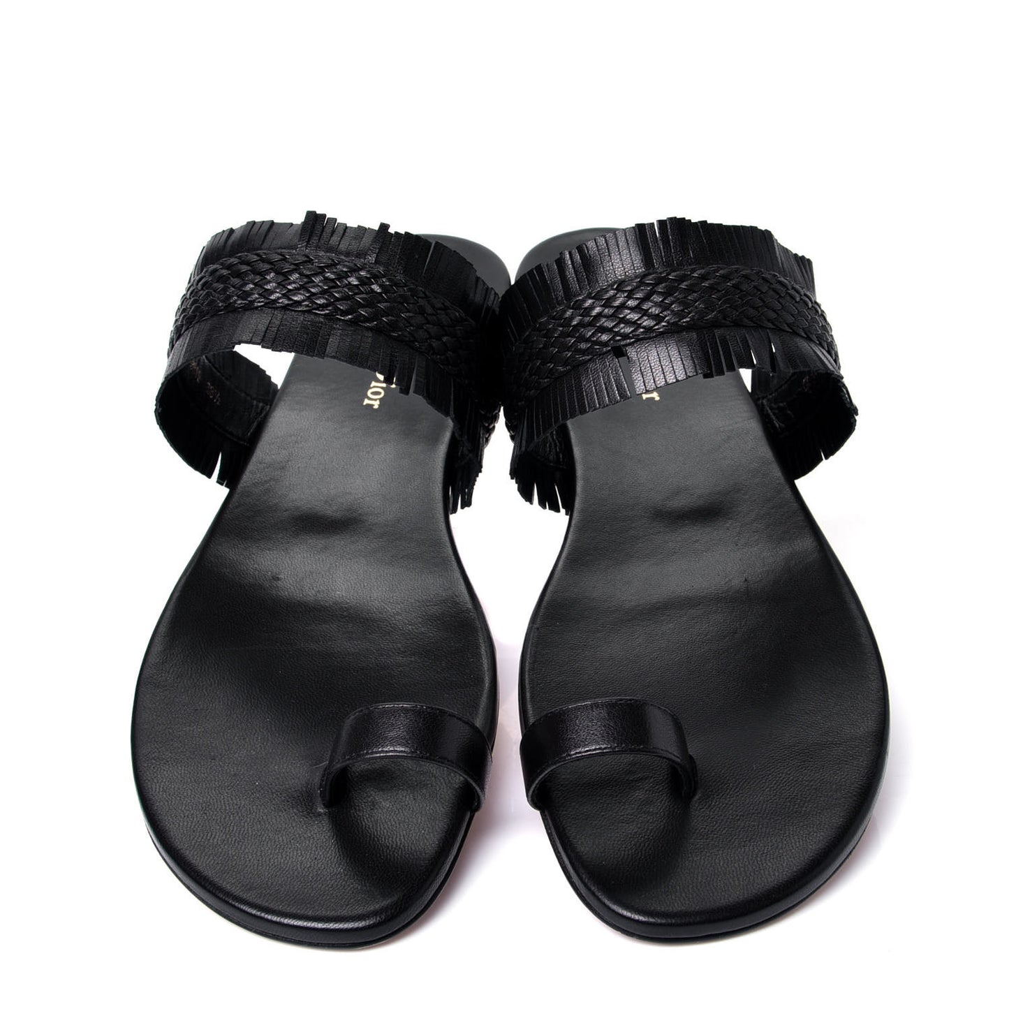 Lambskin Braided Wave Sandal 38.5 Black