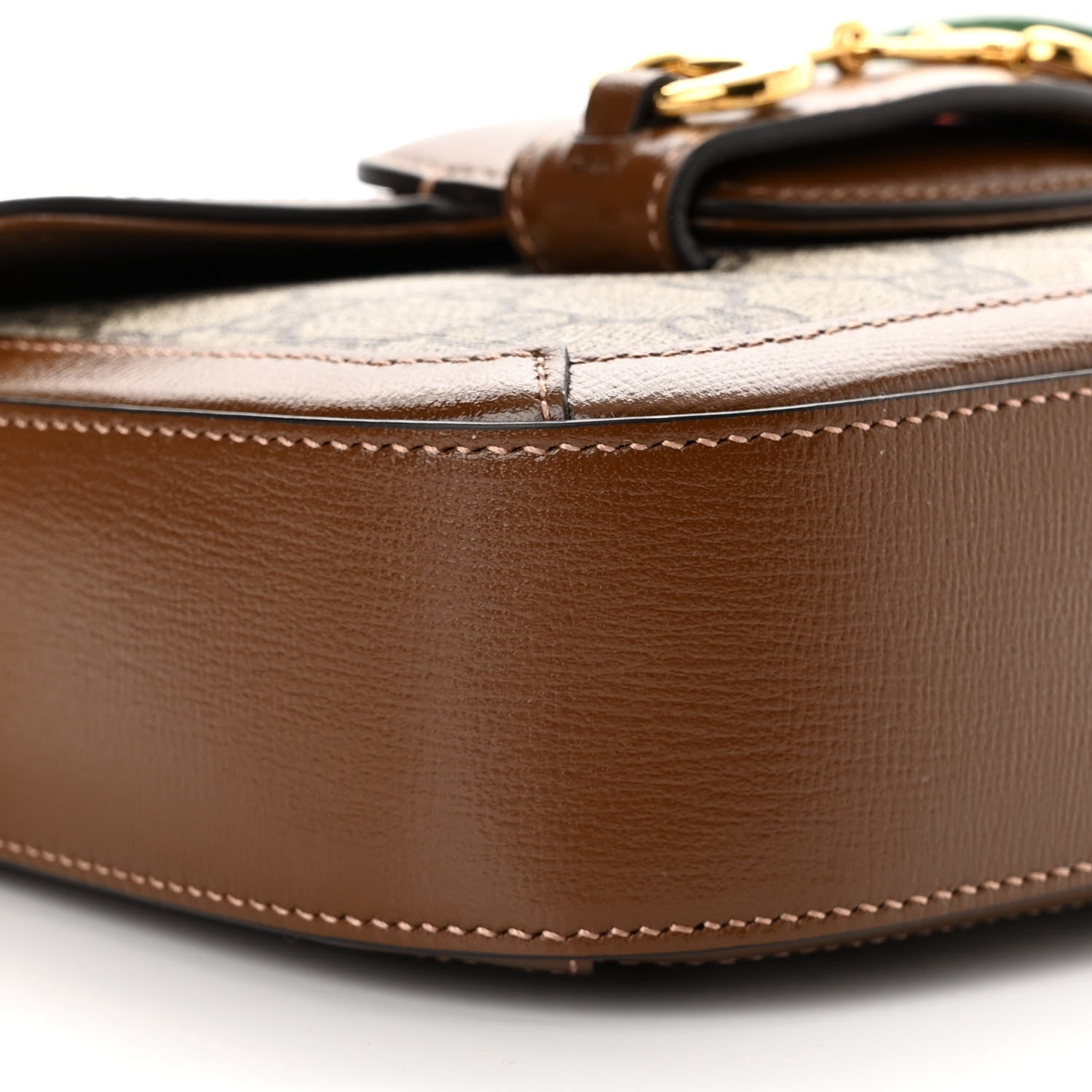 Gucci GG Supreme Monogram Web Mini Horsebit 1955 Shoulder Bag Beige Brown Sugar 9 of 10