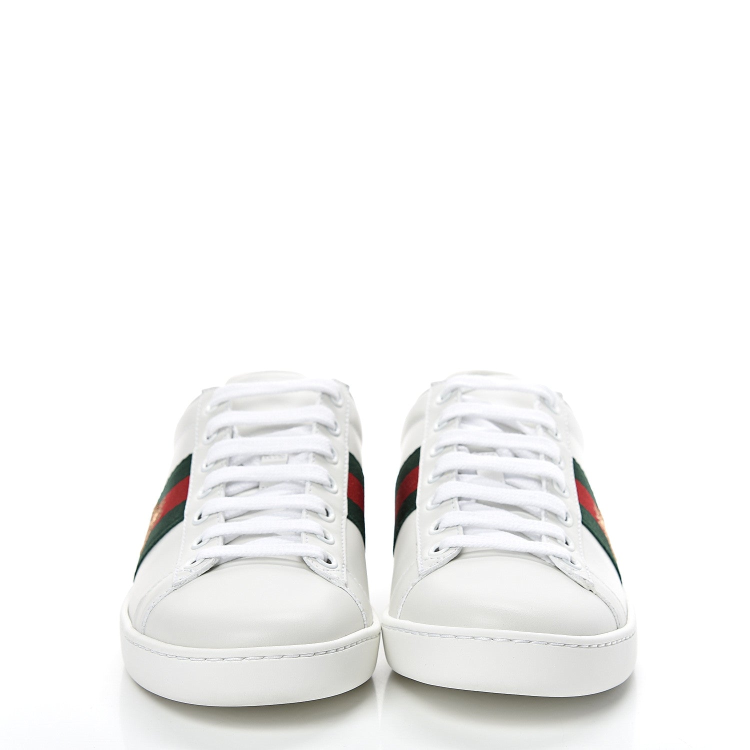Gucci Calfskin Ayers Bee Embroidered Womens Ace Sneakers 37 White Green 2 of 9
