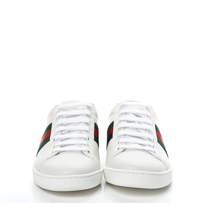 Gucci Calfskin Ayers Bee Embroidered Womens Ace Sneakers 37 White Green 2 of 9