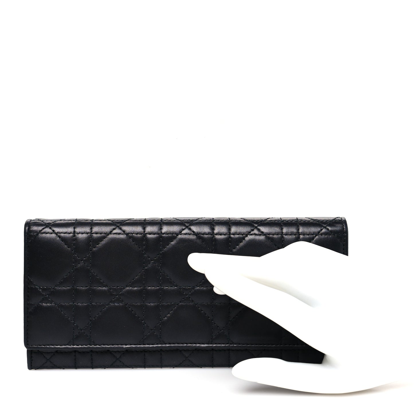 Lambskin Cannage Lady Dior Flap Wallet Black