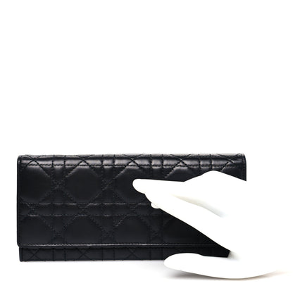 Christian Dior Lambskin Cannage Lady Dior Flap Wallet Black 2 of 7