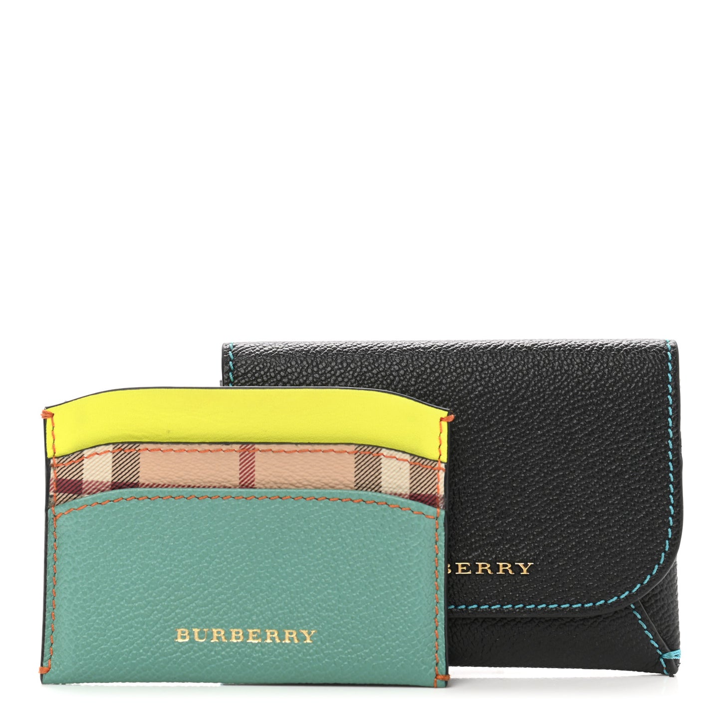Soft Grain Calfskin Haymarket Check Mayfield Card Case Black
