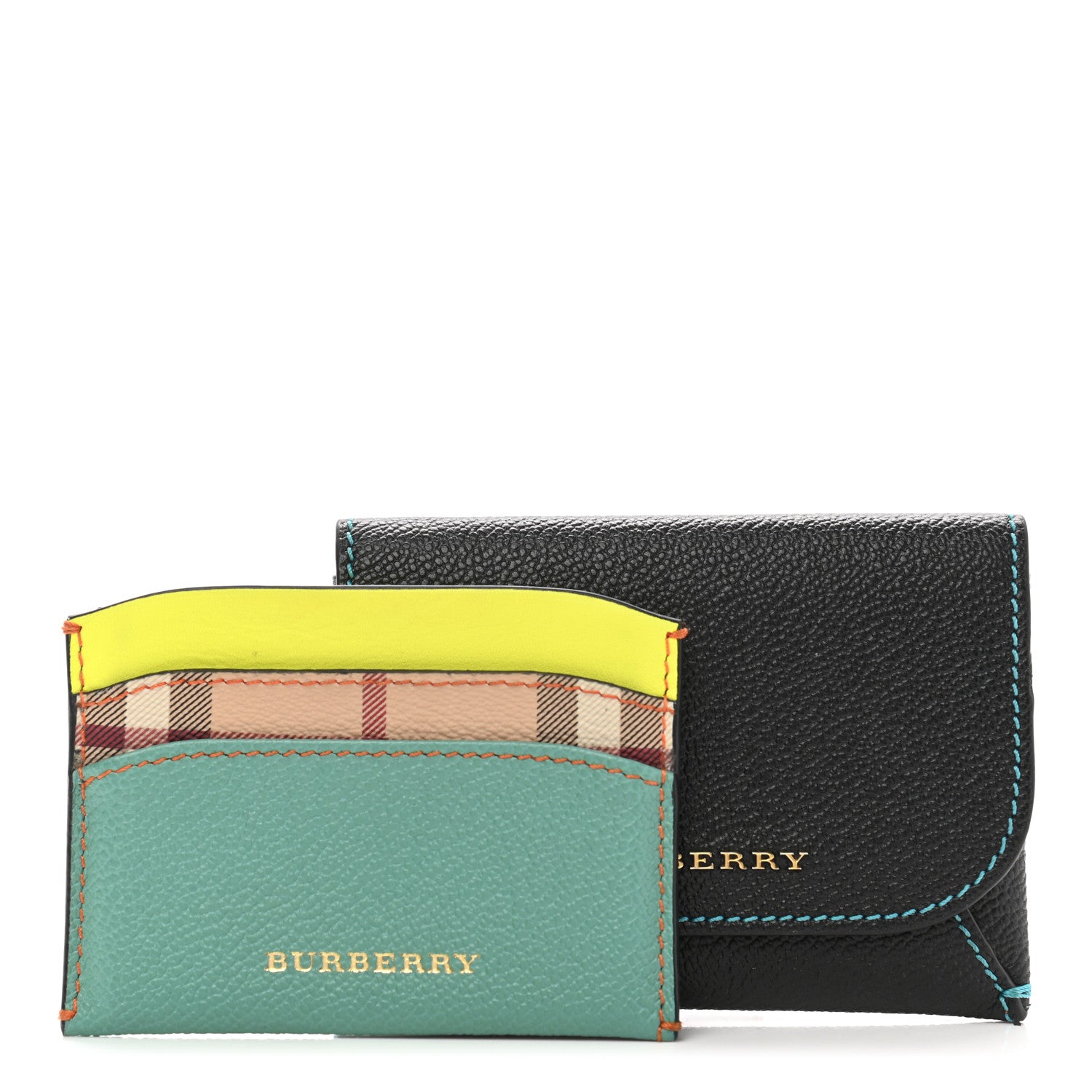 Burberry Soft Grain Calfskin Haymarket Check Mayfield Card Case Black 2 of 7