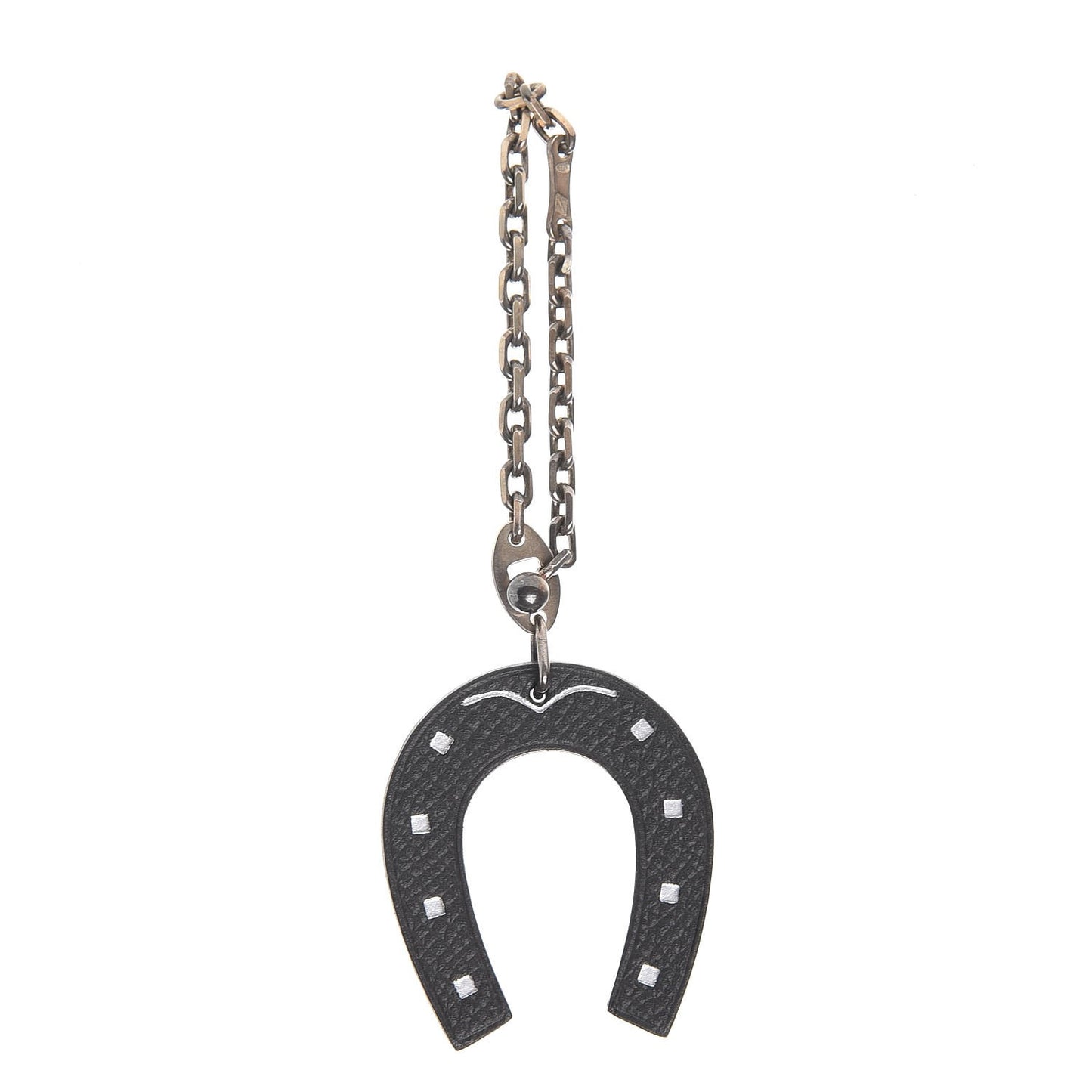 Epsom Lucky Horseshoe Bag Charm Graphite Orange