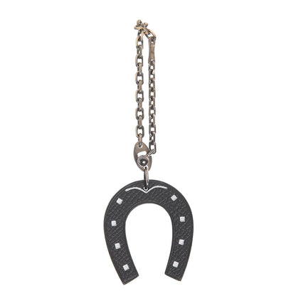 Hermes Epsom Lucky Horseshoe Bag Charm Graphite Orange 1 of 4
