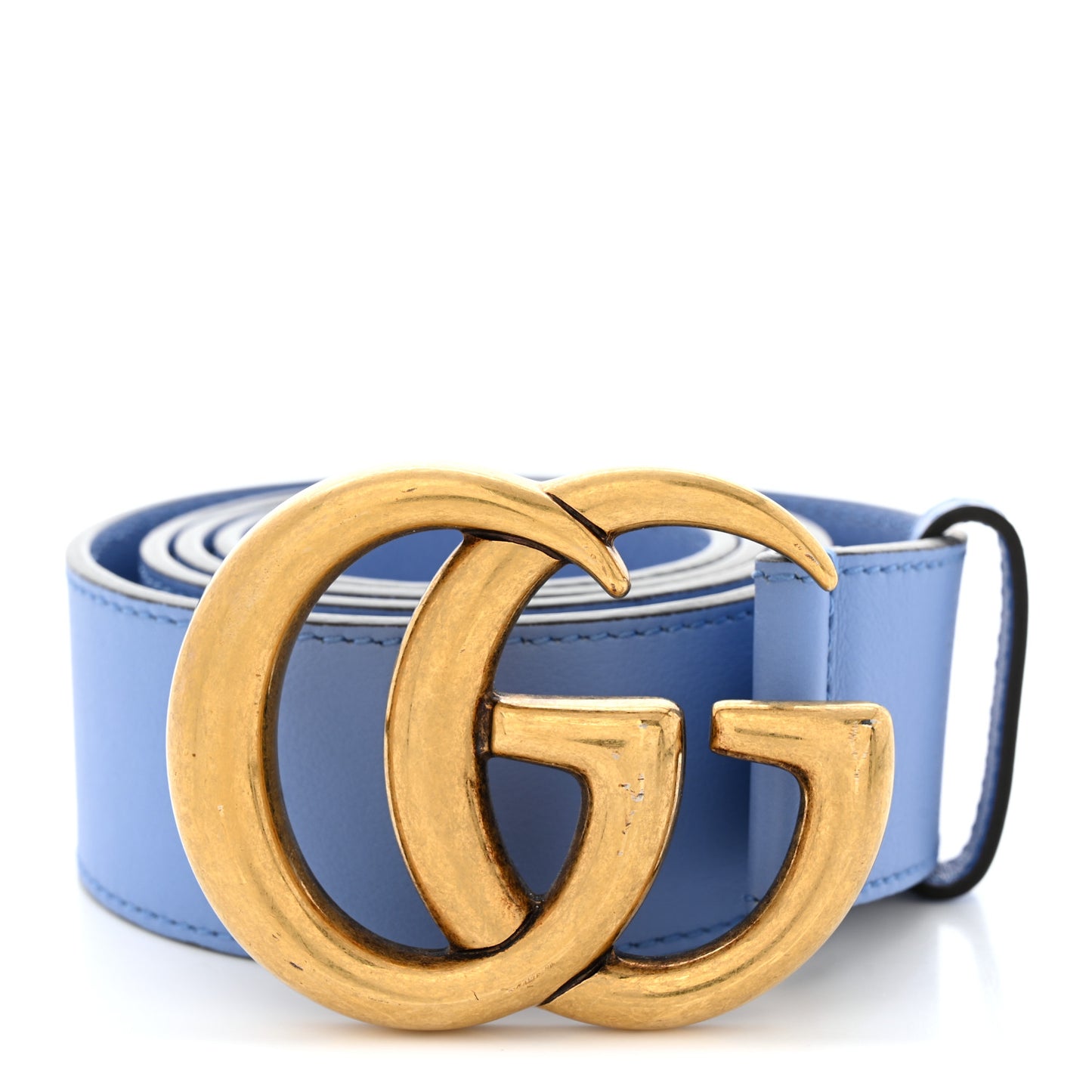 Moon Calfskin Double G 40mm Belt 95 38 Clear Sky Blue