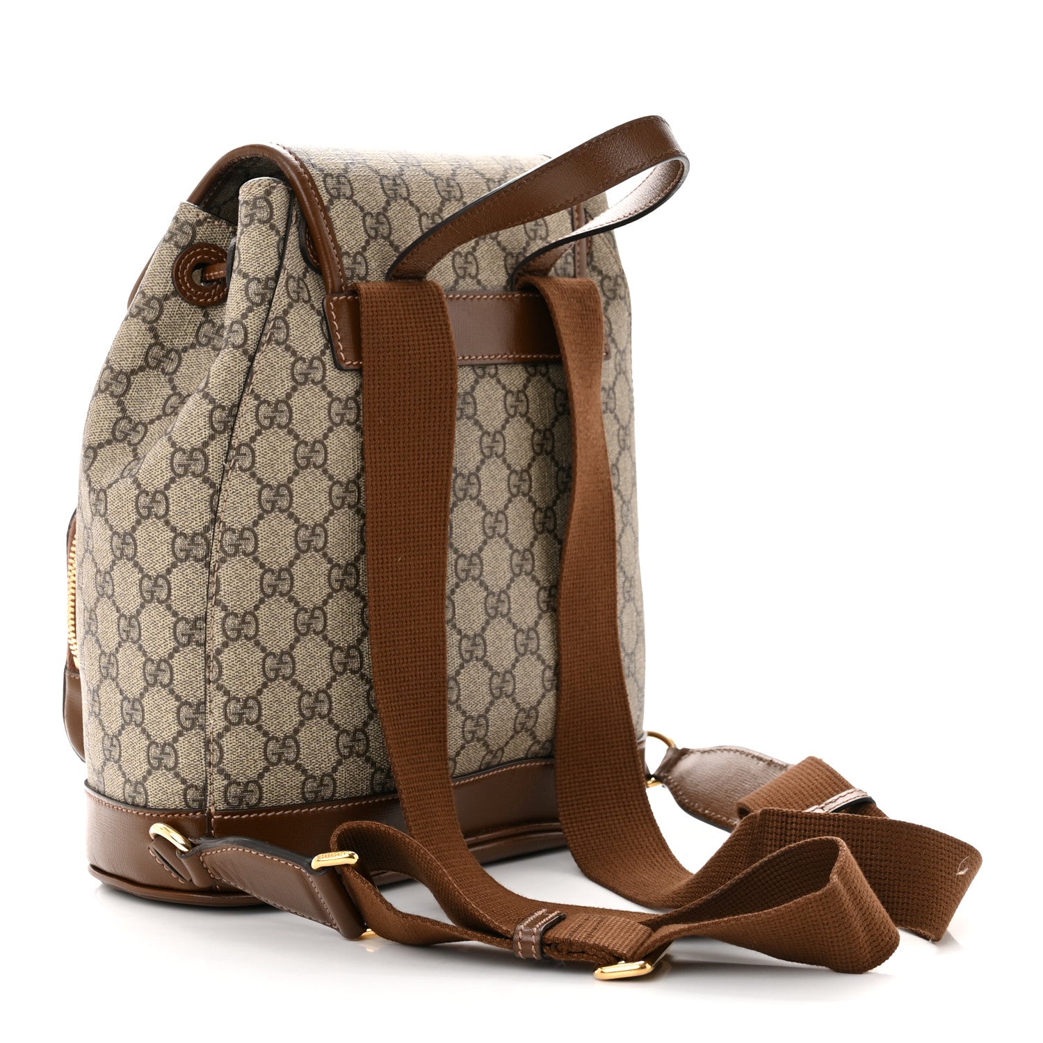 Gucci GG Supreme Monogram Azalea Calfskin Retro Interlocking G Buckle Backpack Beige Ebony Brown Sugar 2 of 9