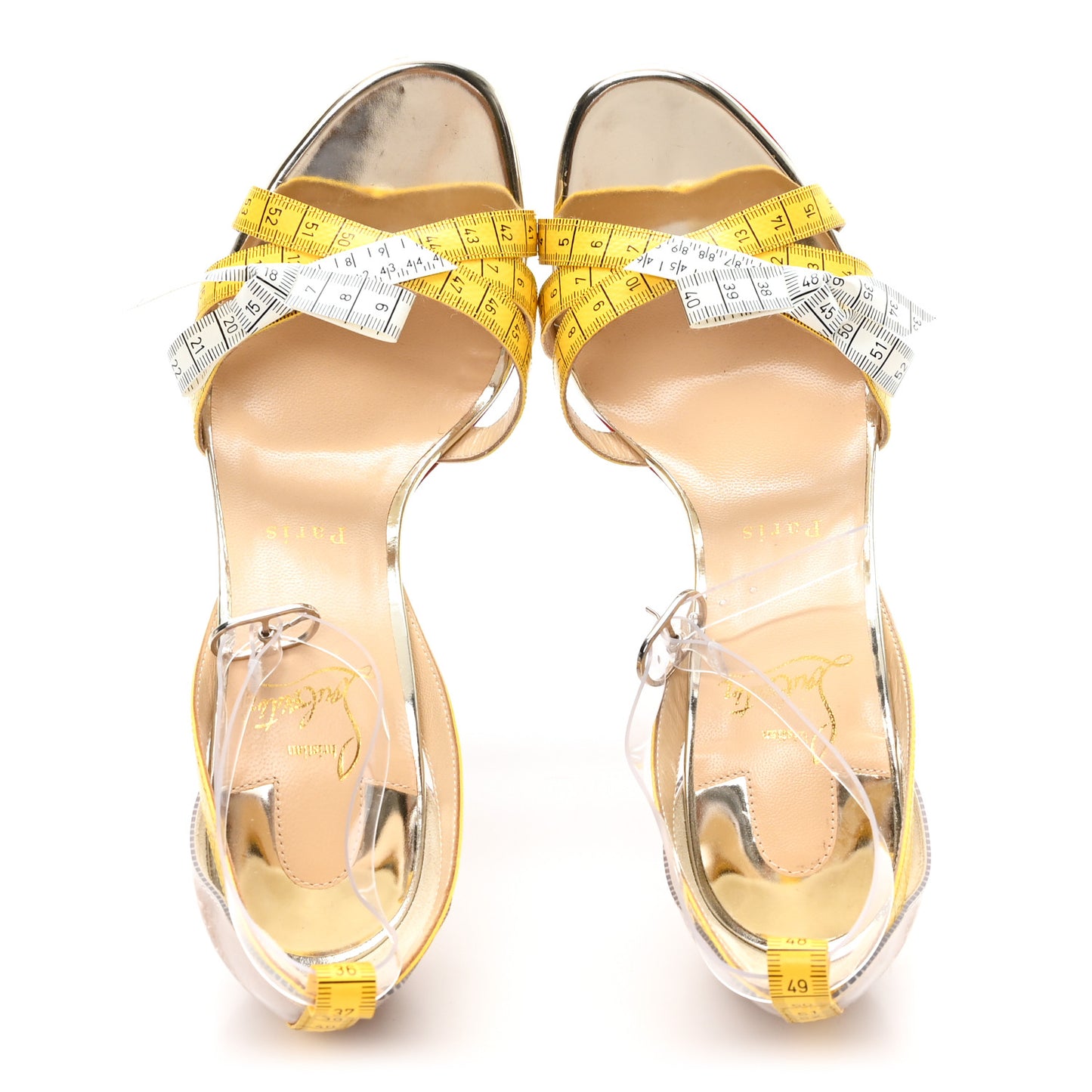 PVC Patent Ruban Calfskin Metricathy 100 Sandal Pumps 37.5 Transparent Yellow