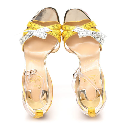 Christian Louboutin PVC Patent Ruban Calfskin Metricathy 100 Sandal Pumps 37.5 Transparent Yellow 2 of 9