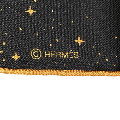 Hermes Silk Clair De Lune Double Face Scarf 90 Black Jaune D'Or Bleu 8 of 10
