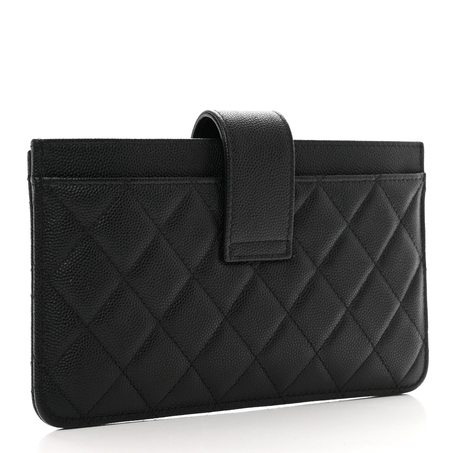Caviar Quilted Classic Strap Pouch Black