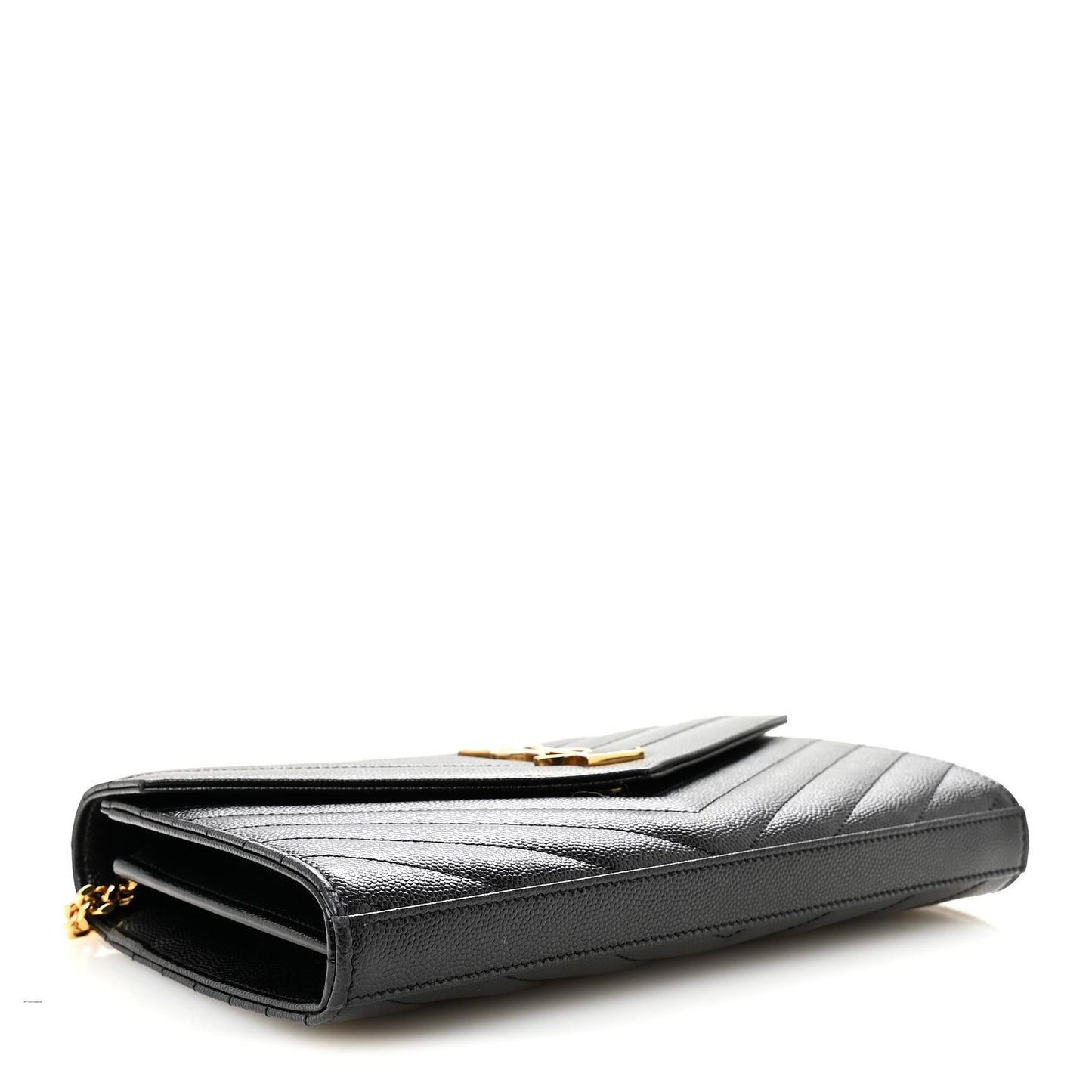 Grain De Poudre Matelasse Chevron Monogram Chain Wallet Black