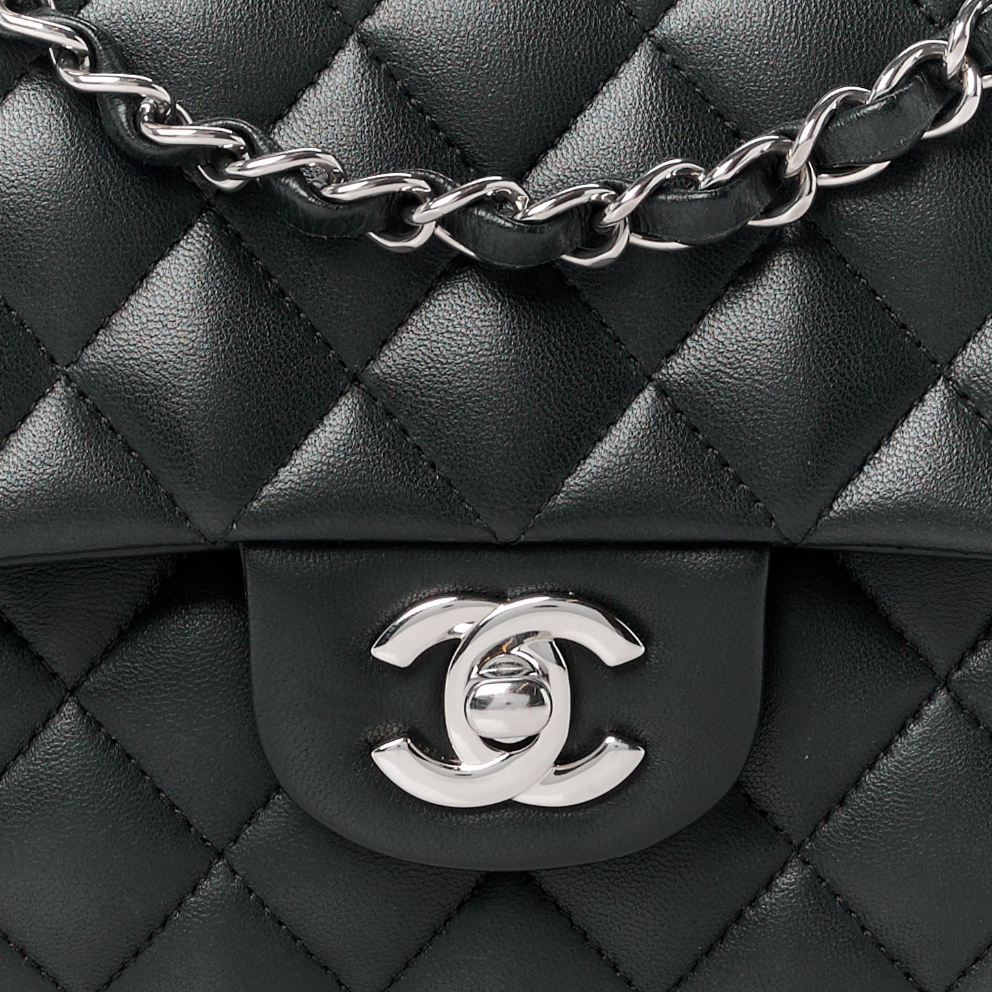 Lambskin Quilted Medium Double Flap Black