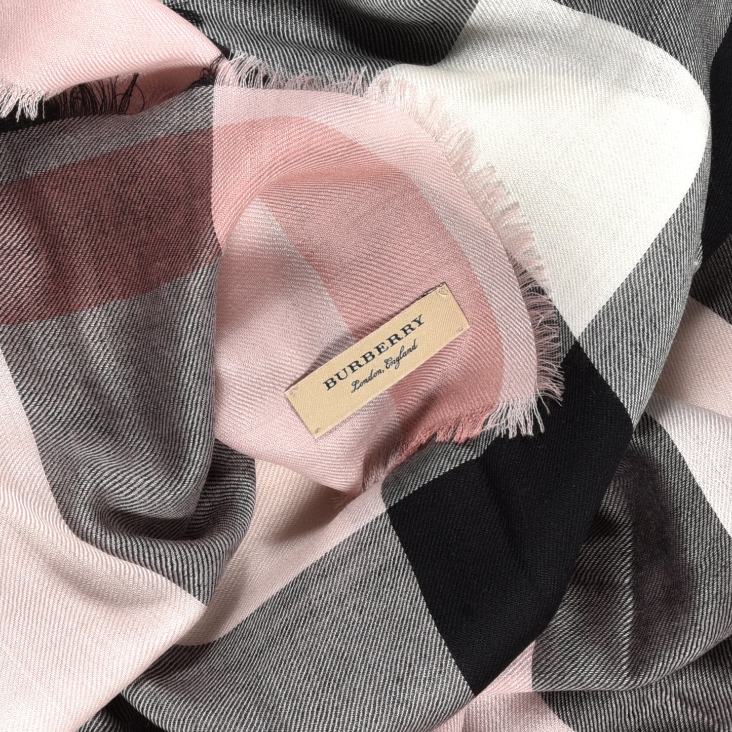 Cashmere Giant Check Scarf Ash Rose