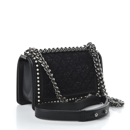 Chanel Calfskin Pearl Tweed Small Boy Flap Black 3 of 10