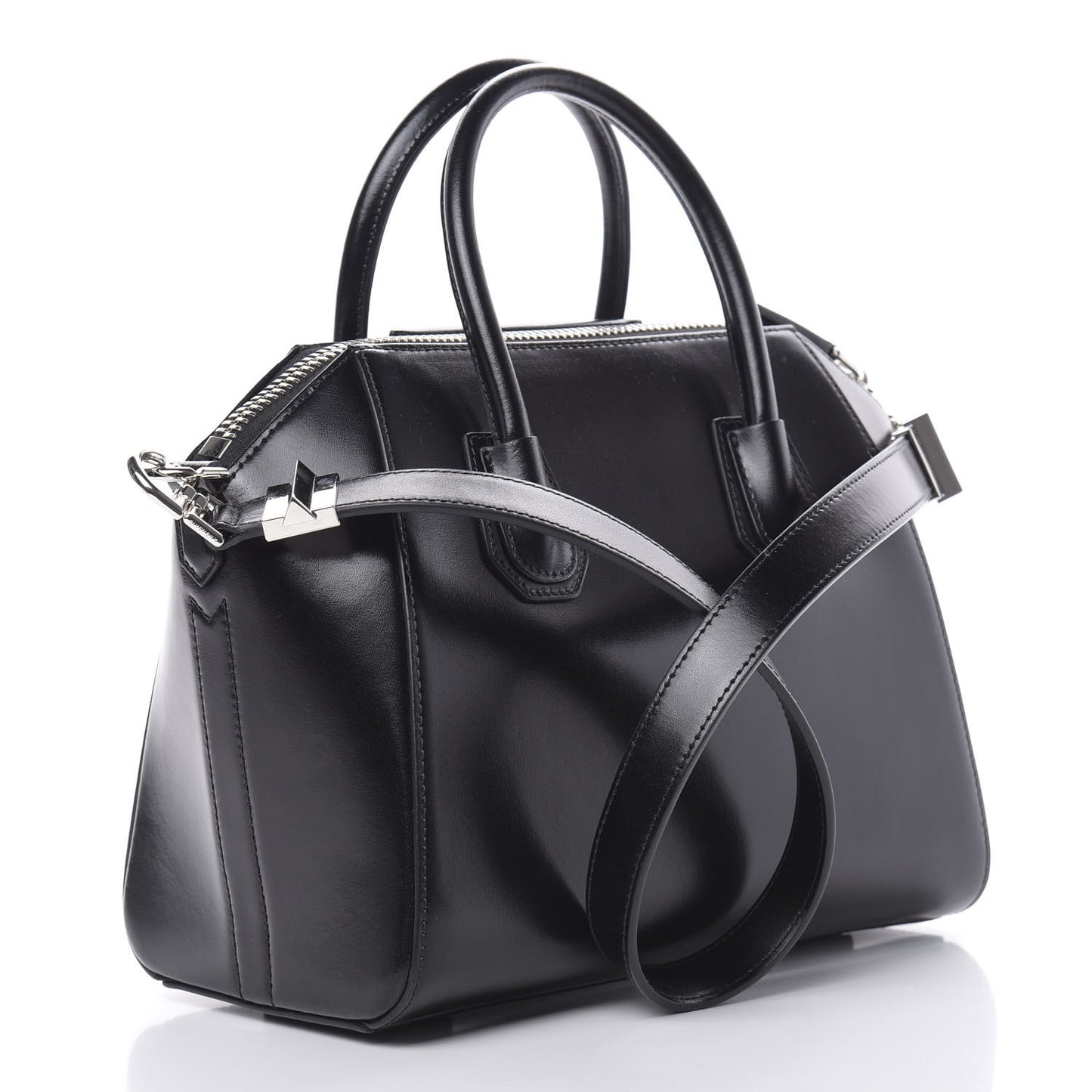 Shiny Lord Calfskin Small Antigona Black