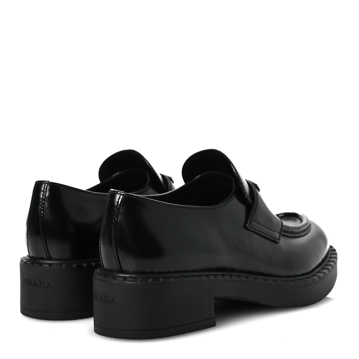 Spazzolato Metal Triangle Logo 50mm Loafers 36 Black