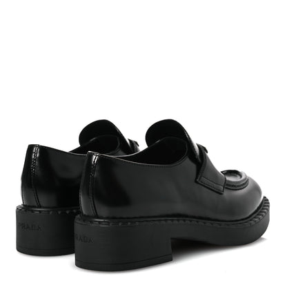 Prada Spazzolato Metal Triangle Logo 50mm Loafers 36 Black 5 of 11