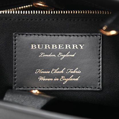 Burberry Derby Calfskin House Check Small Banner Tote Black 6 of 9
