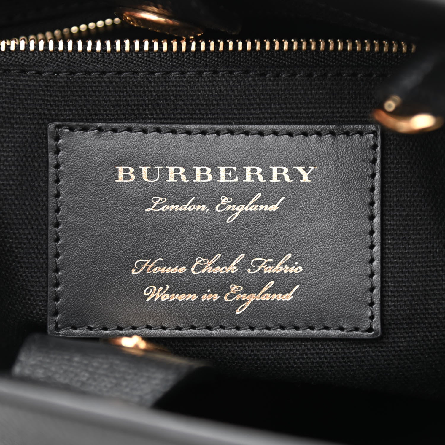 Burberry Derby Calfskin House Check Small Banner Tote Black 6 of 9