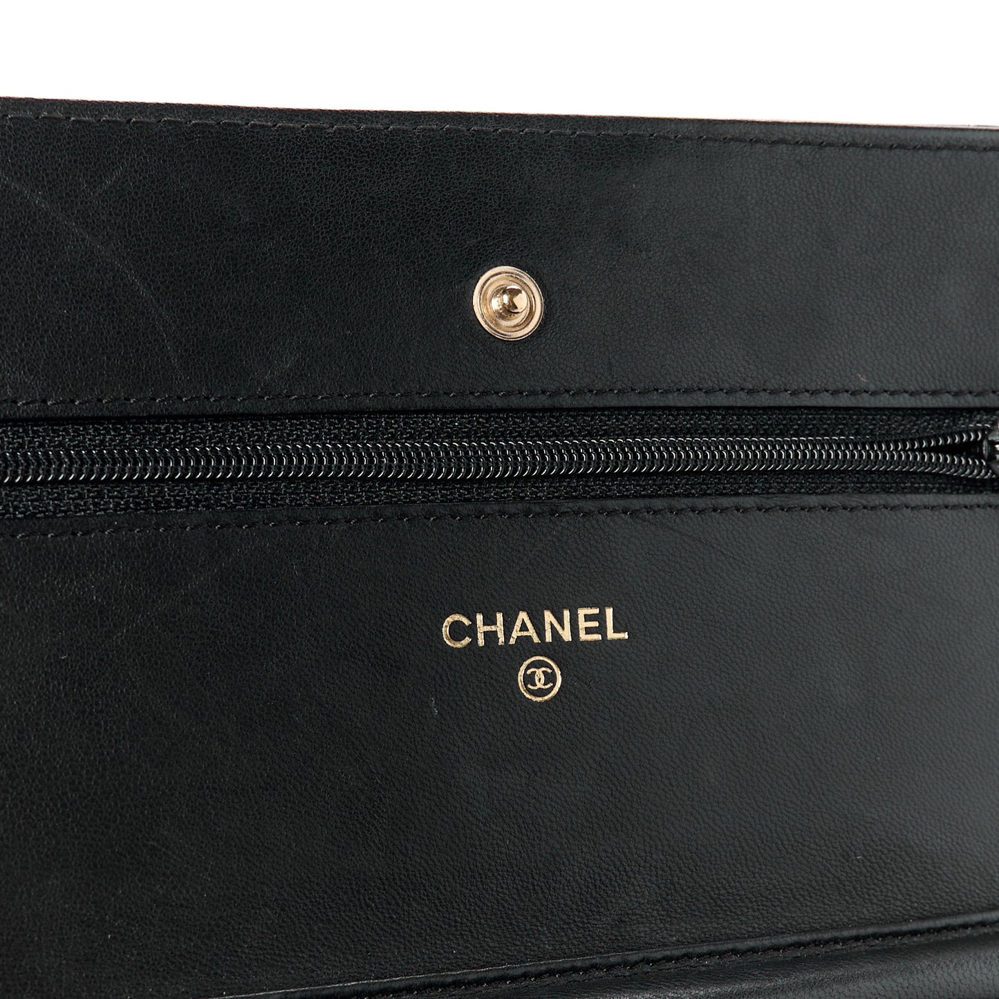 Lambskin Quilted Wallet On Chain WOC Black