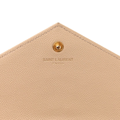 Saint Laurent Grain De Poudre Matelasse Chevron Monogram Envelope Chain Wallet Nude Powder 7 of 15