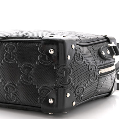 Gucci Calfskin GG Tennis Embossed Square Messenger Bag Black 10 of 10