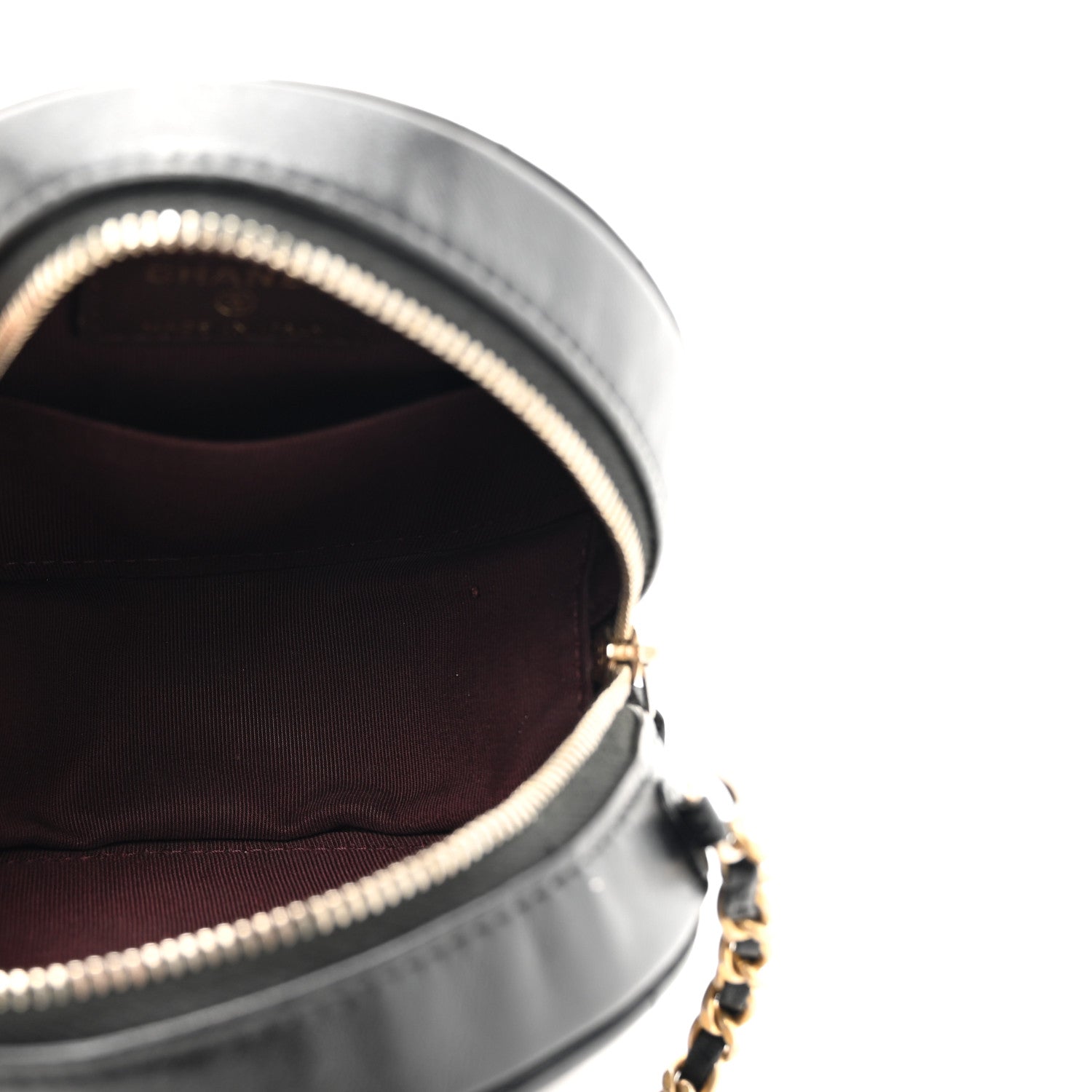 Chanel Lambskin Quilted Round Clutch With Chain Black 5 of 10