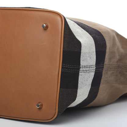 Burberry Grainy Calfskin Canvas Mega Check Medium Ashby Tassel Hobo Saddle Brown 10 of 11