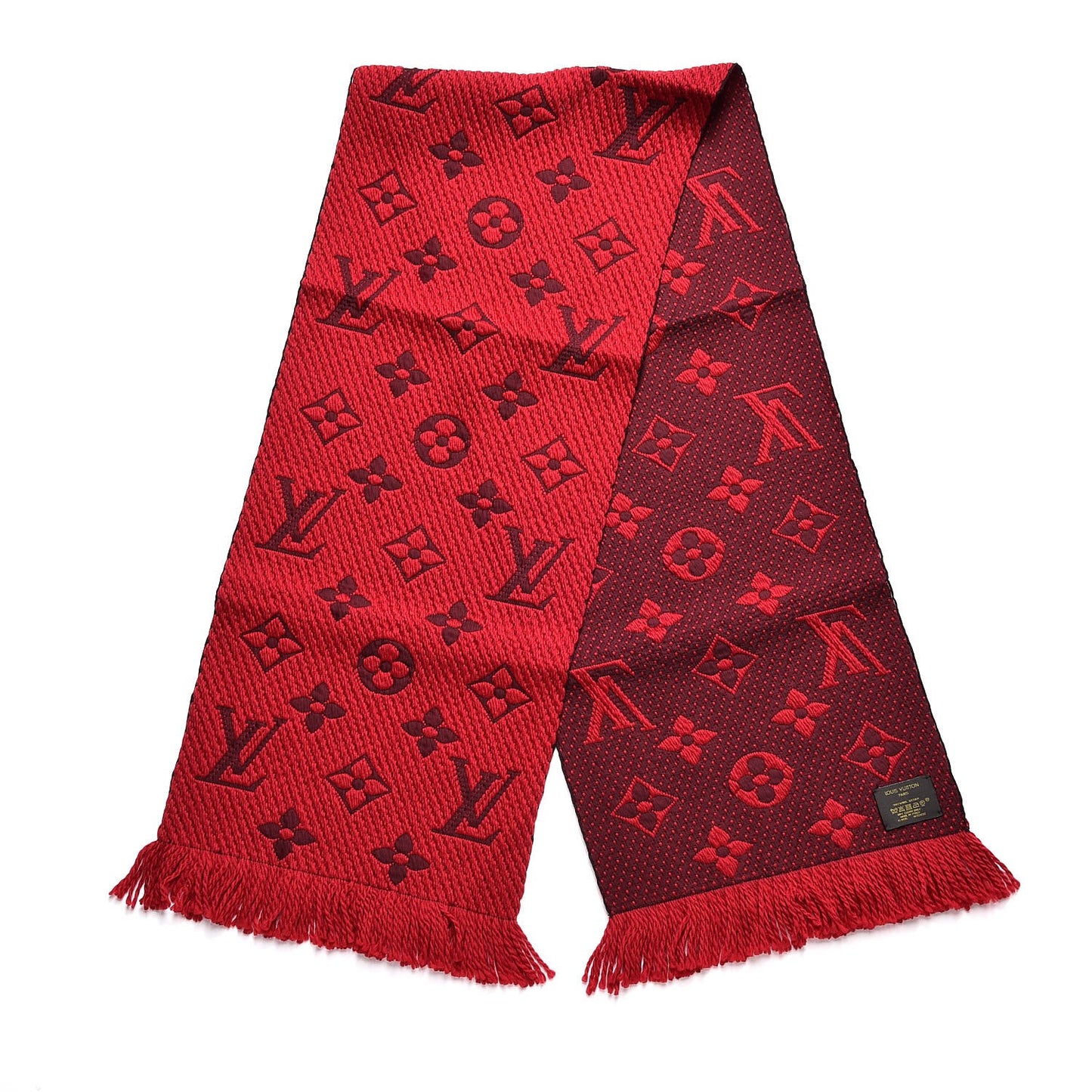 Wool Silk Logomania Scarf Rubis