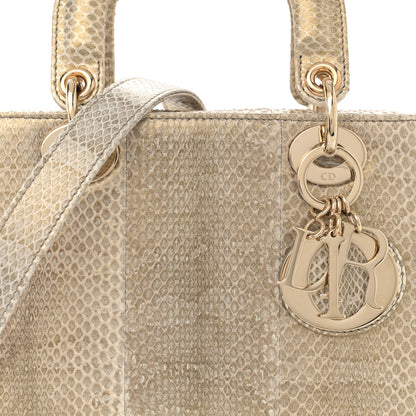 Christian Dior Metallic Snakeskin Small Lady Dior Gold 8 of 11
